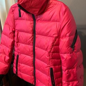 Hot pink down puffy jacket
